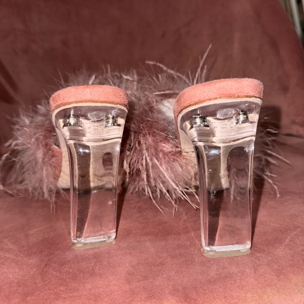 Jeffrey Campbell Pink Daisy Boa Feathered Heels - Picture 4 of 8